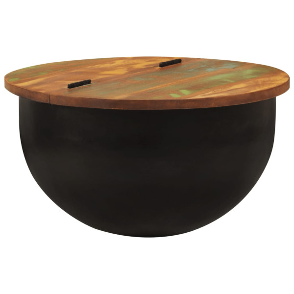 Mesa de centro de madera maciza reciclada negra 50x27 cm D