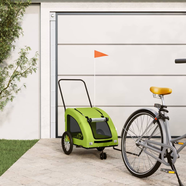 Remolque de bicicleta mascotas hierro tela Oxford verde D