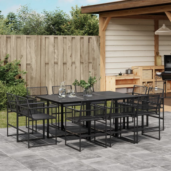 Conjunto de jantar de jardim 11 pcs sintético rattan preto D