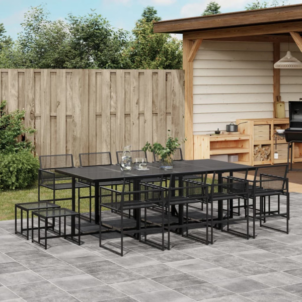 Conjunto de jantar de jardim 13 pcs sintético rattan preto D