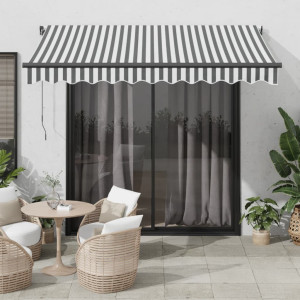 Toldo retráctil automático luz LED antracita blanco 300x250 cm D