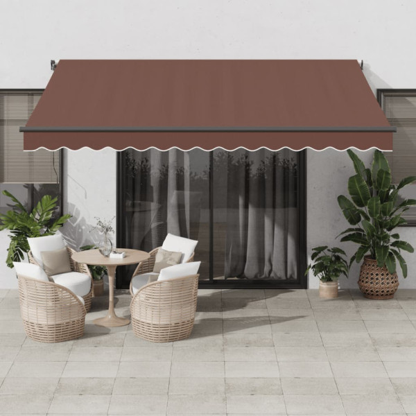 Toldo retráctil automático con luces LED marrón 400x350 cm D