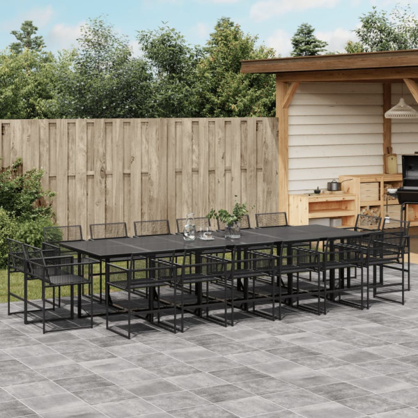 Conjunto de jantar de jardim 17 pcs sintético rattan preto D