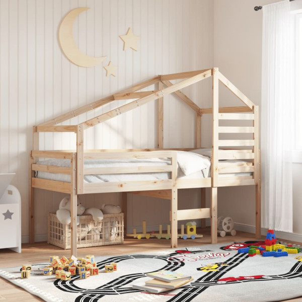 Techo de cama infantil madera maciza pino 198x97x113 cm D