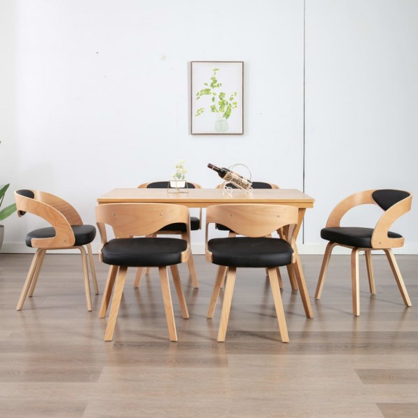 Cadeiras de jantar de madeira curva preto D