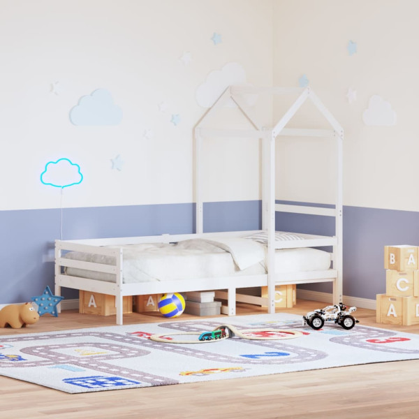 Techo de cama infantil madera maciza pino blanco 98x70x176.5 cm D