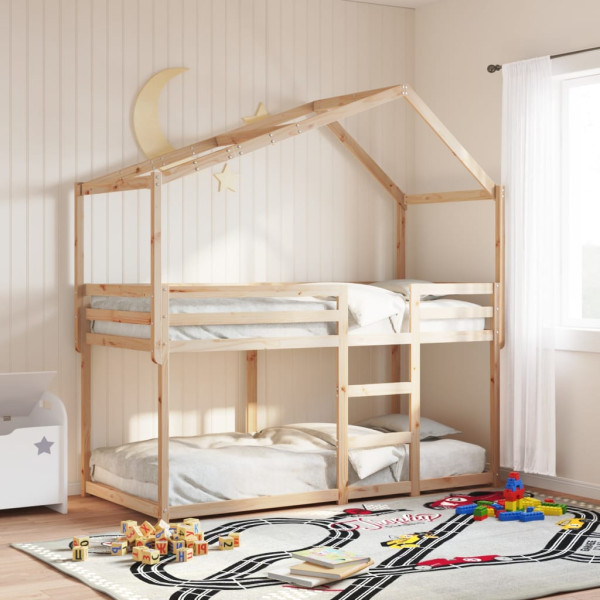 Techo de cama infantil madera maciza pino 203x95.5x142 cm D