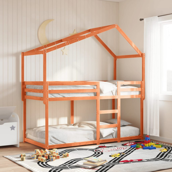 Techo de cama infantil madera maciza pino marrón 203x95.5x142cm D