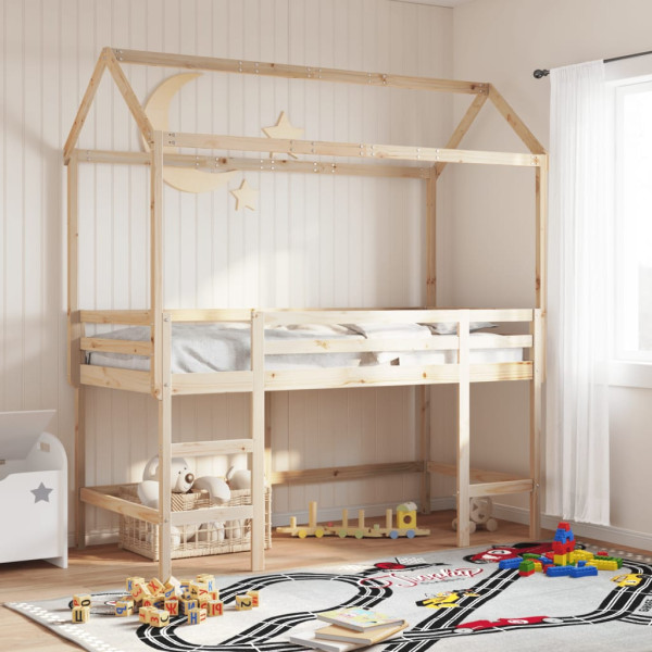 Techo de cama infantil madera maciza pino 217x85.5x154 cm D