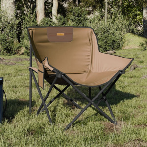 Sillas de camping con bolsillo plegables 2 unidades marrón D