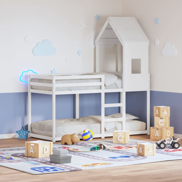 Cama infantil madeira maciça de pinheiro branco 60x99x139.5 cm D