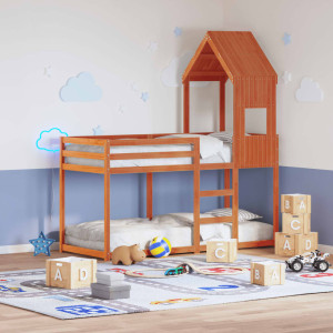 Cama infantil madeira sólida marrom pinheiro 55x84x132 cm D