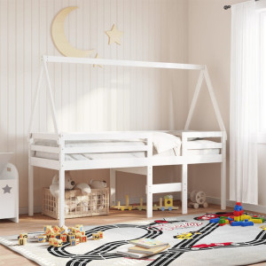 Techo de cama infantil madera maciza blanco 209x95.5x88 cm D