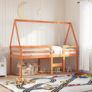 Cama infantil madeira pinheiro sólido marrom 209x85.5x88 cm D