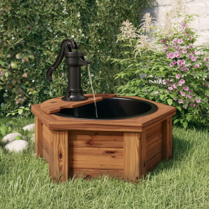 Fuente de agua con bomba madera maciza de abeto 57x57x53 cm D