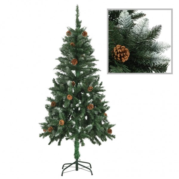 Árbol de Navidad artificial con piñas y brillo blanco 150 cm D