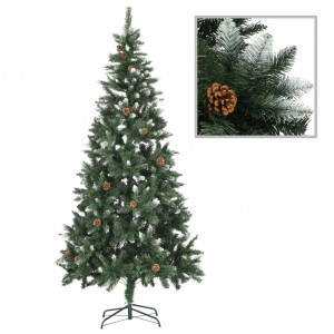 Árbol de Navidad artificial con piñas y brillo blanco 210 cm D