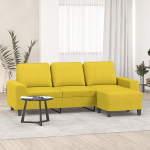 Sofá de 3 lugares com tecido amarelo claro banco 180 cm D