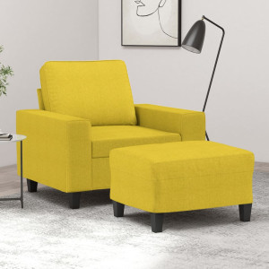 Sillón con taburete tela amarillo claro 60 cm D