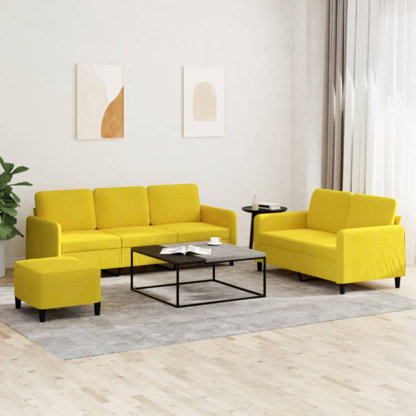 Conjunto de sofás 3 peças de veludo amarelo D