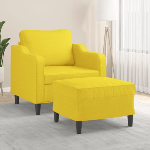 Sillón con taburete tela amarillo claro 60 cm D