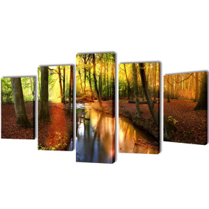 Set decorativo de lienzos para la pared modelo bosque. 100 x 50 cm D