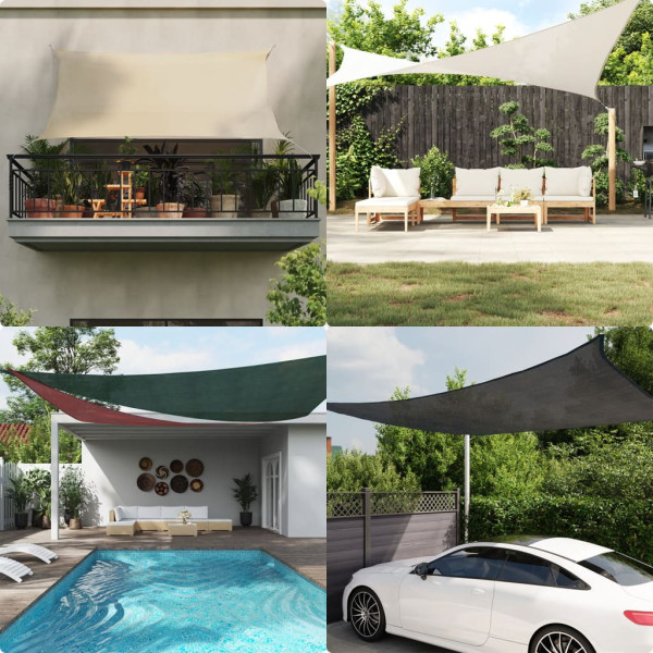 Toldo de vela rectangular HDPE gris claro 160 g/m² 6x8 m Toldo de vela rectangular HDPE gris claro 160 g/m² 6x8 m D