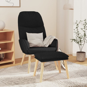 Sillón de relax con reposapiés tela negro D