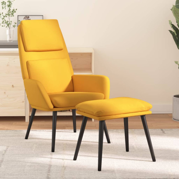 Sillón de relax con reposapiés tela amarillo mostaza D