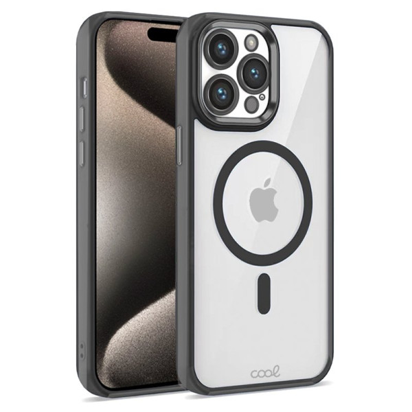 Carcaça COOL para iPhone 15 Pro Max Borde preto magnético D