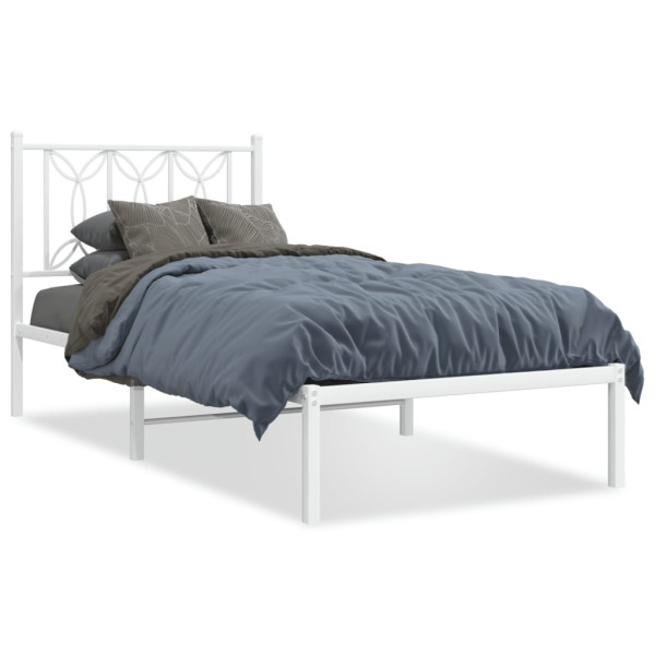 Estrutura de cama de metal com cabeçalho branco 80x200 cm D