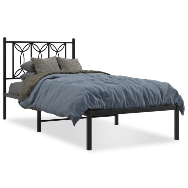 Estrutura de cama com cabeçalho de metal preto 90x190 cm D