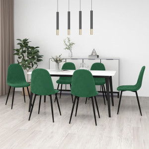 Sillas de comedor 6 unidades terciopelo verde oscuro D