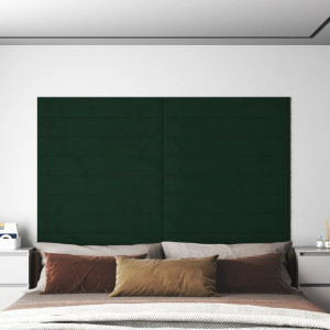 Painéis de parede 12 veludo verde escuro 90x15 cm 1.62m2 D