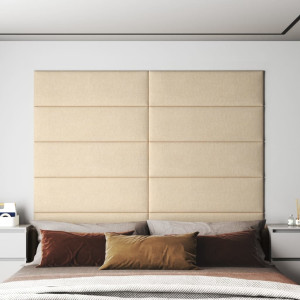 Paneles de pared 12 uds tela color crema 90x30 cm 3.24 m² D