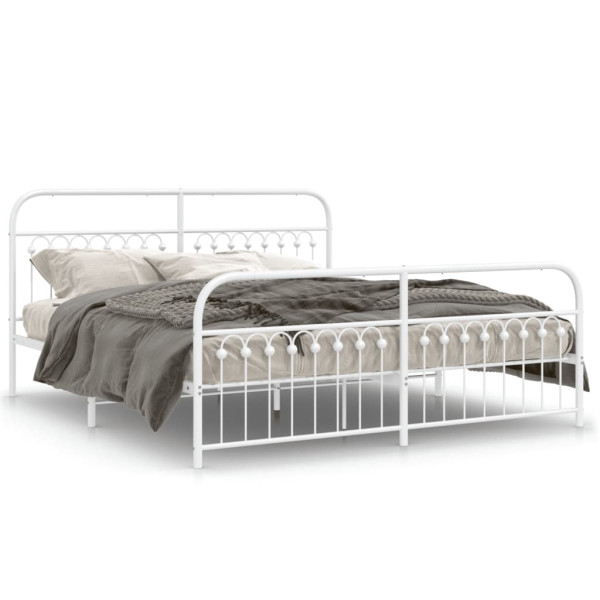 Estructura cama metal con cabecero y pie cama blanco 183x213 cm D