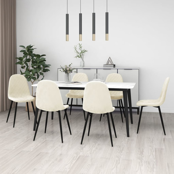 Sillas de comedor 6 unidades terciopelo blanco crema D