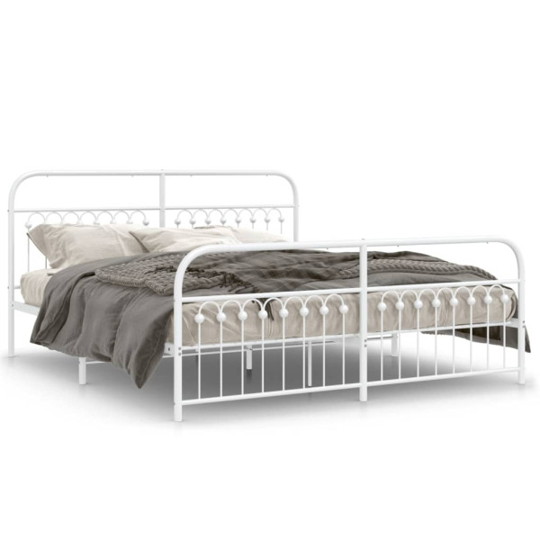 Estructura de cama con cabecero estribo metal blanco 183x203 cm D