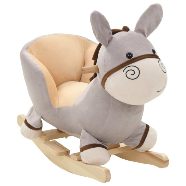 Burro balancín de peluche con respaldo gris 60x32x55 cm D