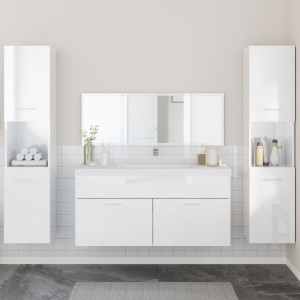 Juego muebles de baño 4 pzas madera contrachapada blanco brillo D