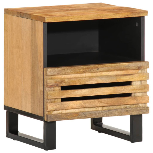 Mesita de noche de madera maciza de mango rugosa 40x33x46 cm D