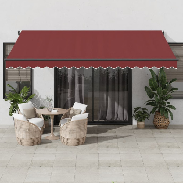 Toldo retráctil automático con LEDs burdeos 450x350 cm D