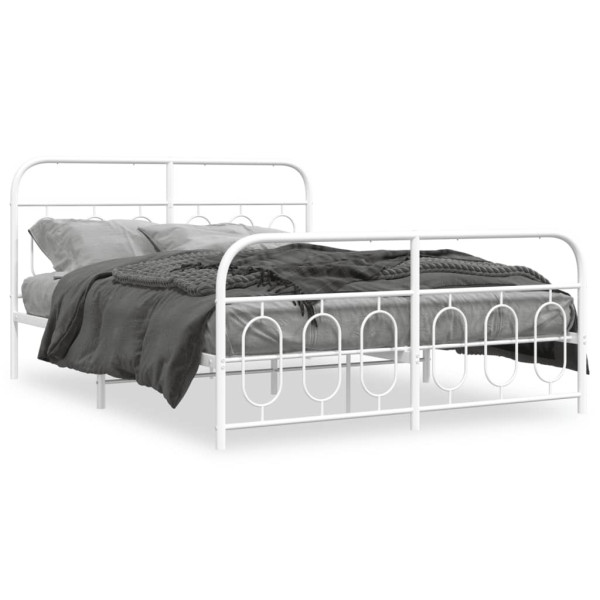 Estructura cama metal con cabecero y estribo blanco 150x200 cm D