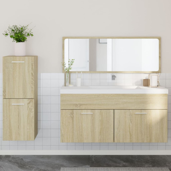 Set de muebles de baño 3 pzas madera contrachapada roble Sonoma D