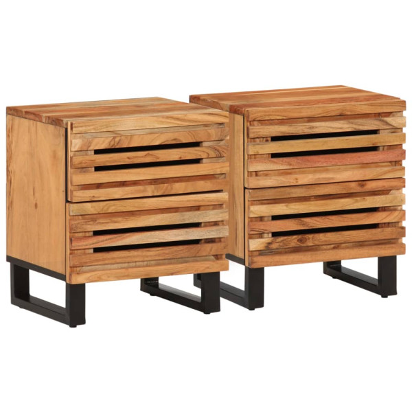 Mesitas de noche 2 uds madera maciza de acacia 40x33x46 cm D