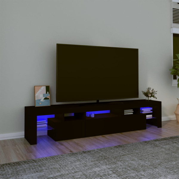 Móvel de TV com luzes LED Preto 200x36,5x40 cm D