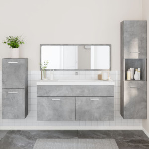 Juego muebles de baño 4 pzas madera contrachapada gris hormigón D