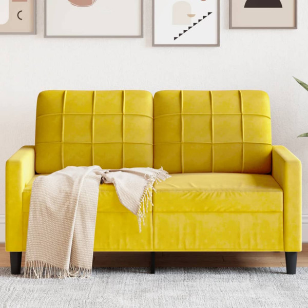 Sofá de 2 plazas terciopelo amarillo 120 cm D