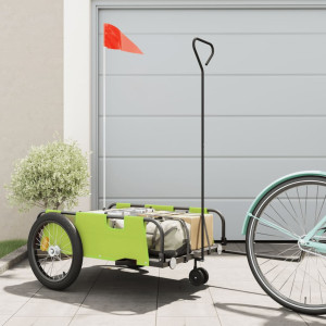 Reboque de bicicleta tecido Oxford e ferro verde e preto D