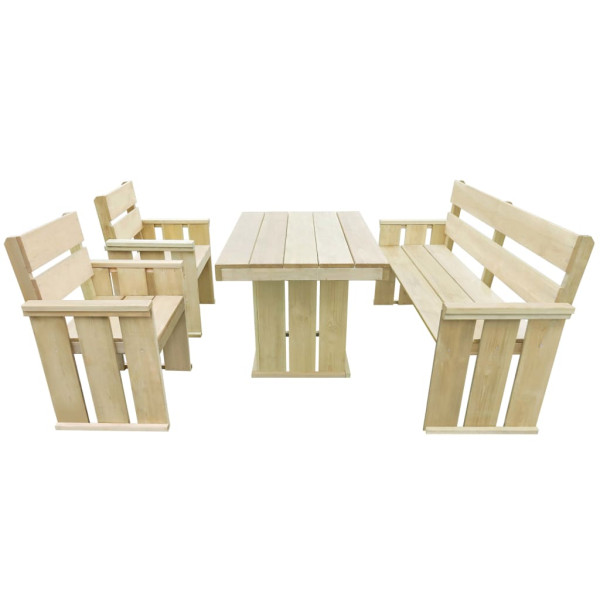 Set de comedor de jardín 4 piezas madera de pino impregnada D